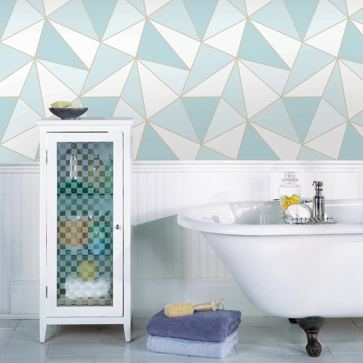 Advantage Apex Blue Geometric Wallpaper