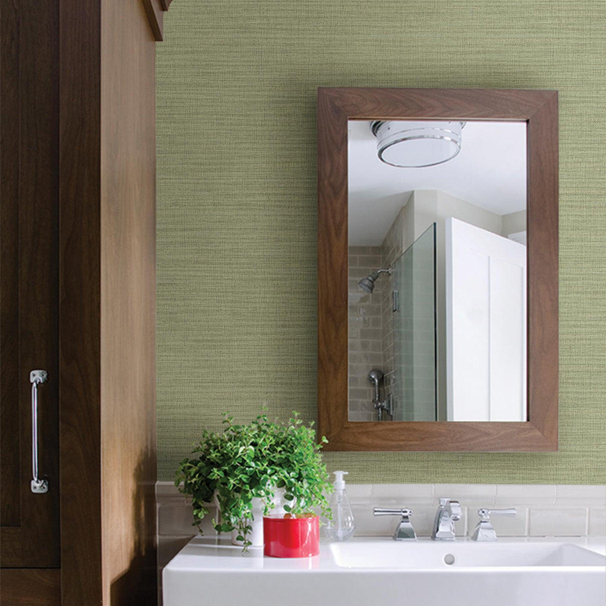 Advantage Zora Light Green Linen Texture Wallpaper