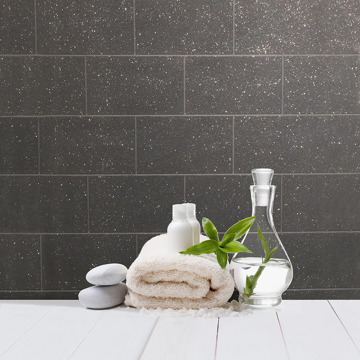 Advantage Neale Black Subway Tile Wallpaper