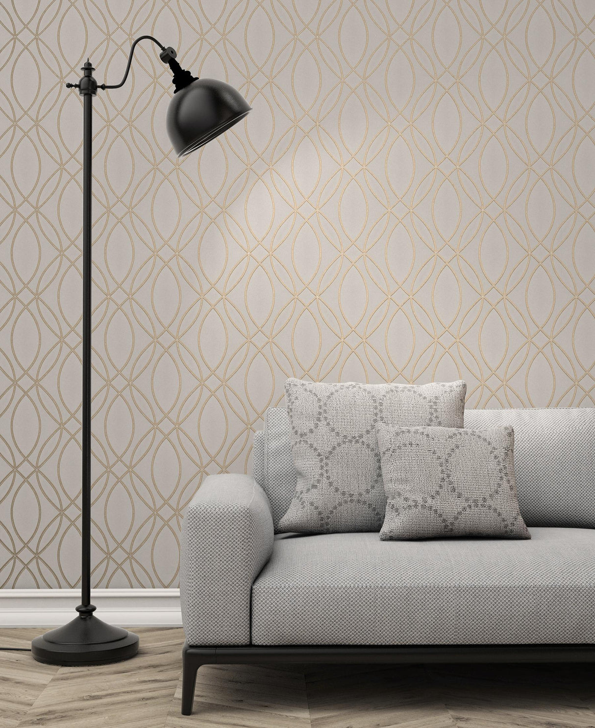 Advantage Lisandro Rose Gold Geometric Lattice Wallpaper