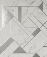 Advantage Gulliver Silver Marble Geometric Wallpaper