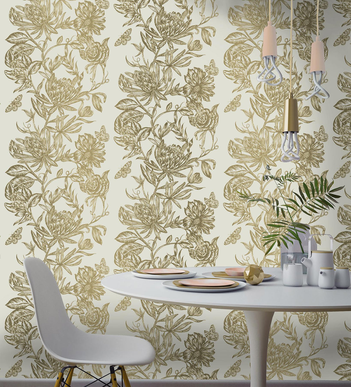 Advantage Marquis Gold Floral Wallpaper