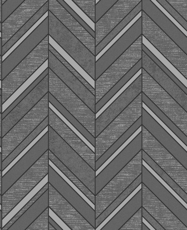 Advantage Punta Mita Charcoal Chevron Wallpaper