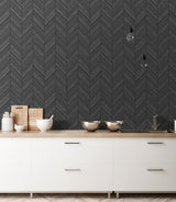Advantage Punta Mita Charcoal Chevron Wallpaper