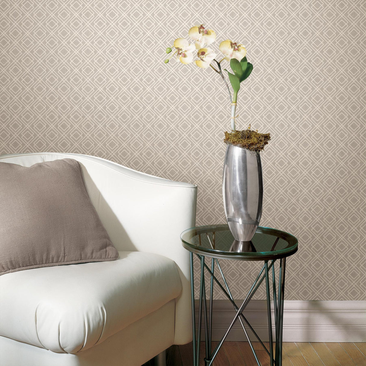 Advantage Puck Light Brown Geometric Wallpaper