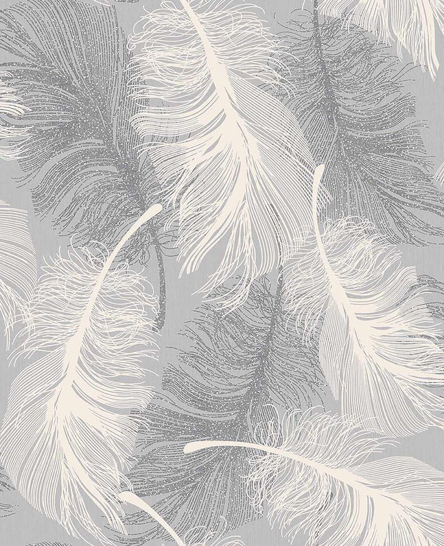 Advantage Alonso Grey Plume Wallpaper