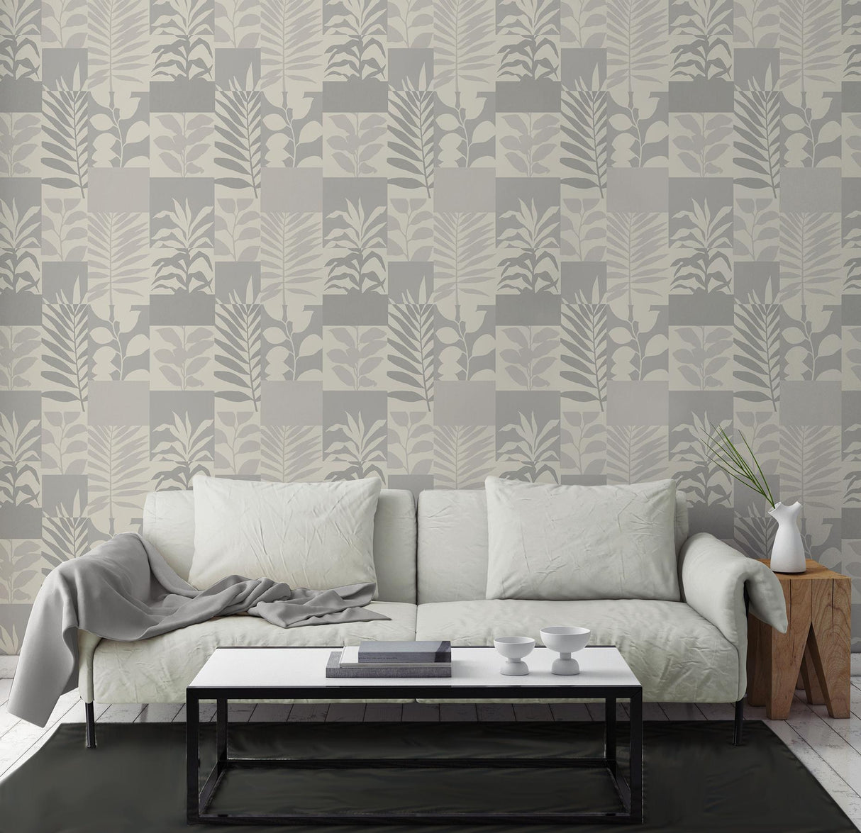 Advantage Goneril Grey Botanical Geometric Wallpaper