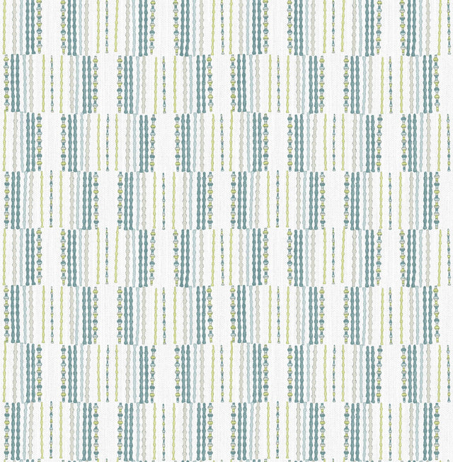 A-Street Prints Burgen Teal Geometric Linen Wallpaper