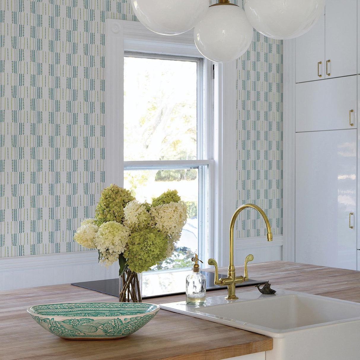 A-Street Prints Burgen Teal Geometric Linen Wallpaper
