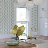 A-Street Prints Burgen Teal Geometric Linen Wallpaper