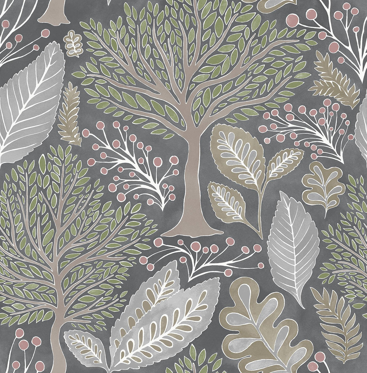 Advantage Kiah Grey Forest Wallpaper