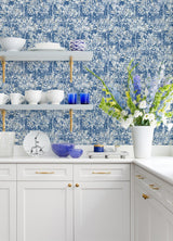 Advantage Dori Blue Painterly Floral Wallpaper