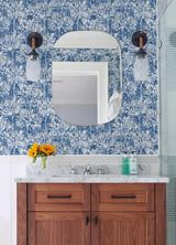 Advantage Dori Blue Painterly Floral Wallpaper