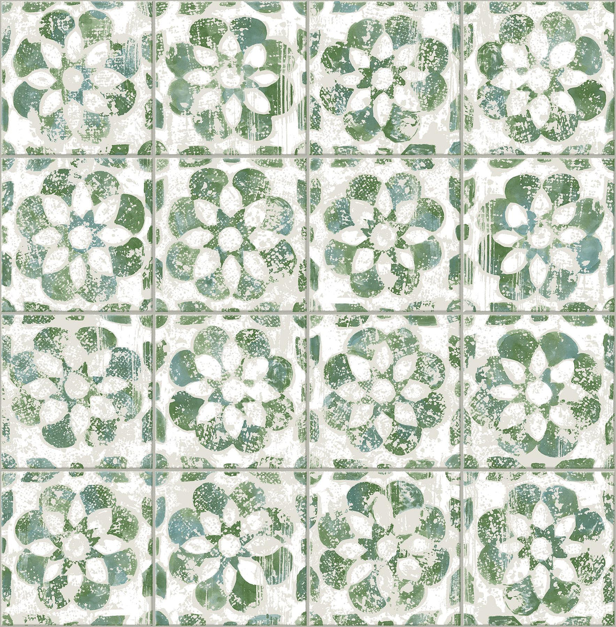 Advantage Izeda Green Floral Tile Wallpaper