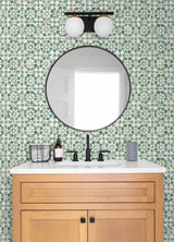 Advantage Izeda Green Floral Tile Wallpaper
