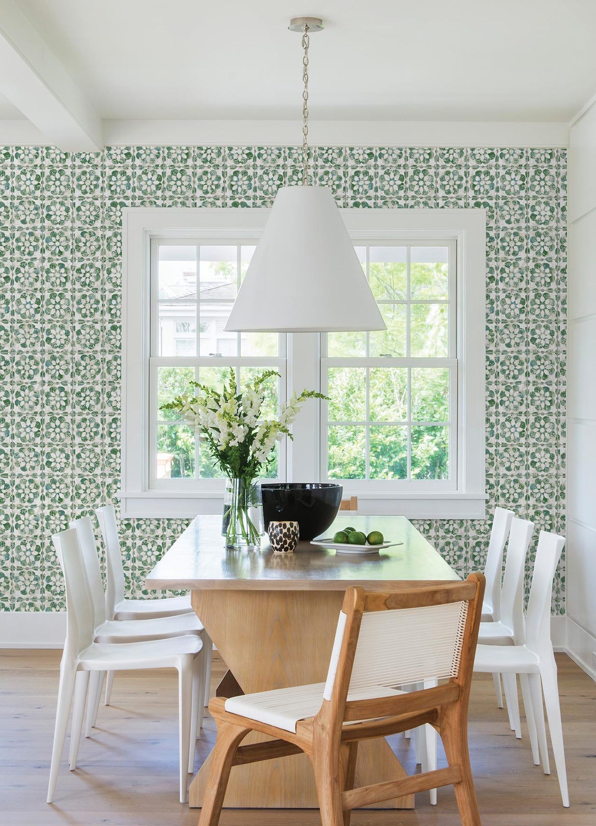 Advantage Izeda Green Floral Tile Wallpaper