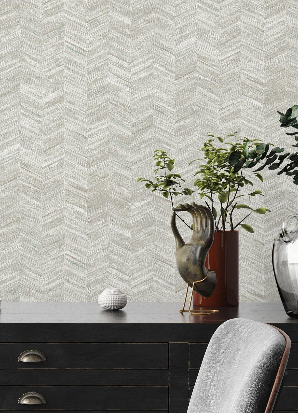Advantage Tatlin Grey Chevron Wallpaper