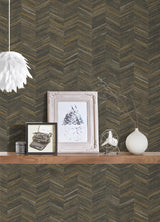 Advantage Tatlin Brown Chevron Wallpaper