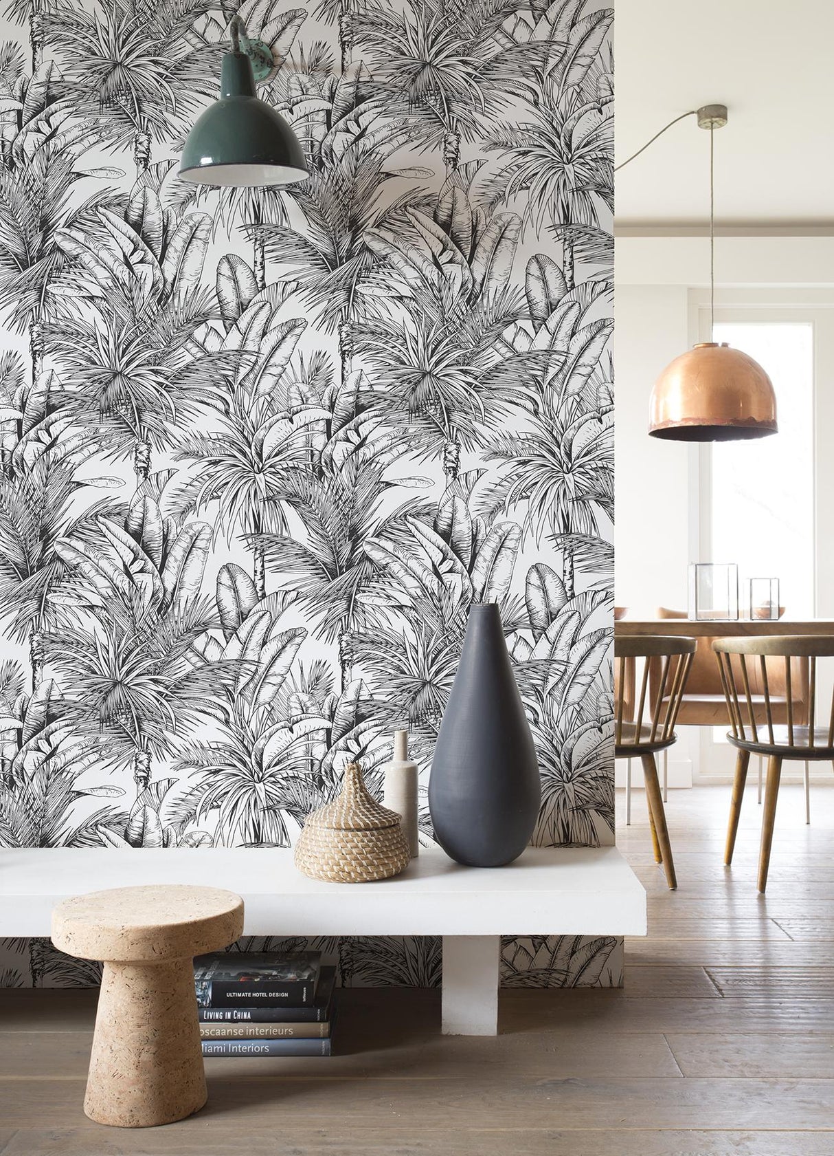 Advantage Serra White Palm Wallpaper