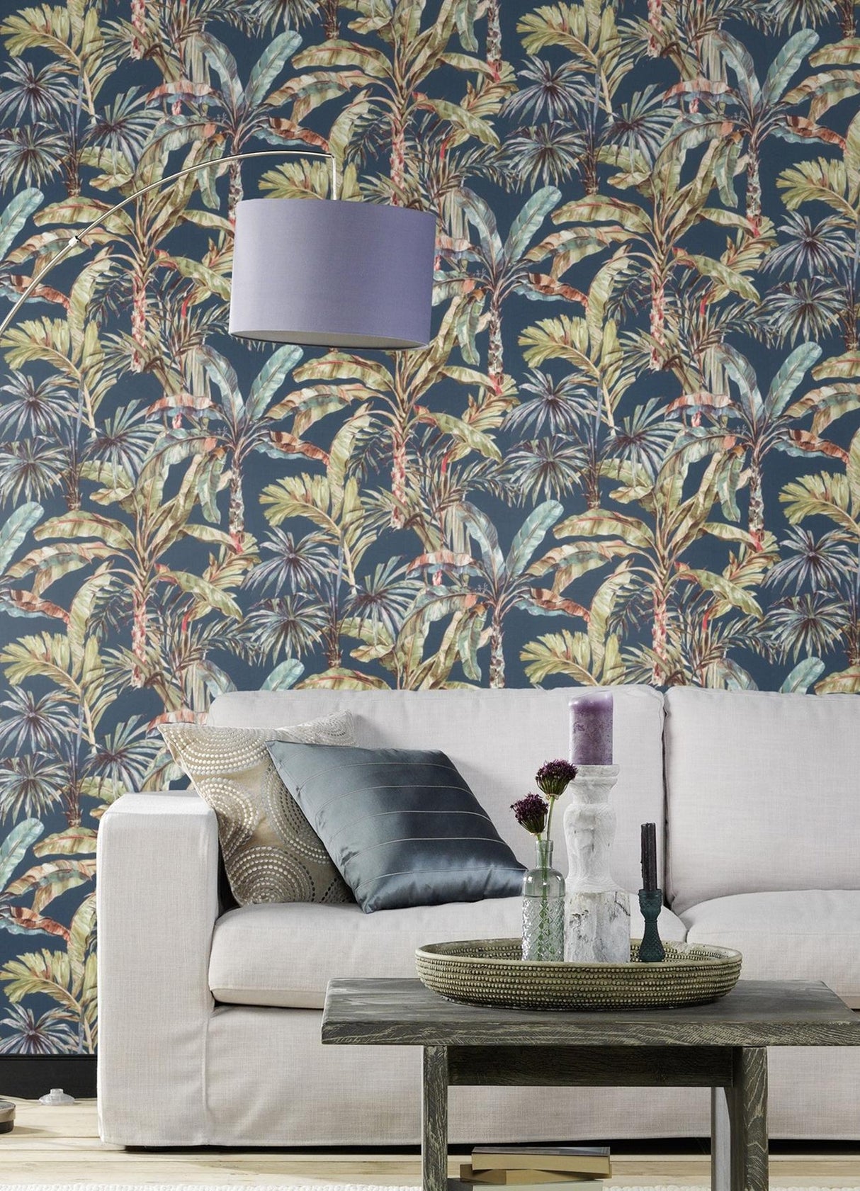 Advantage Calle Blue Tropical Wallpaper