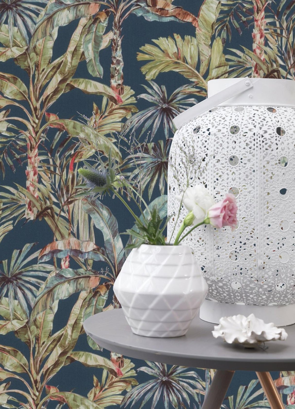 Advantage Calle Blue Tropical Wallpaper