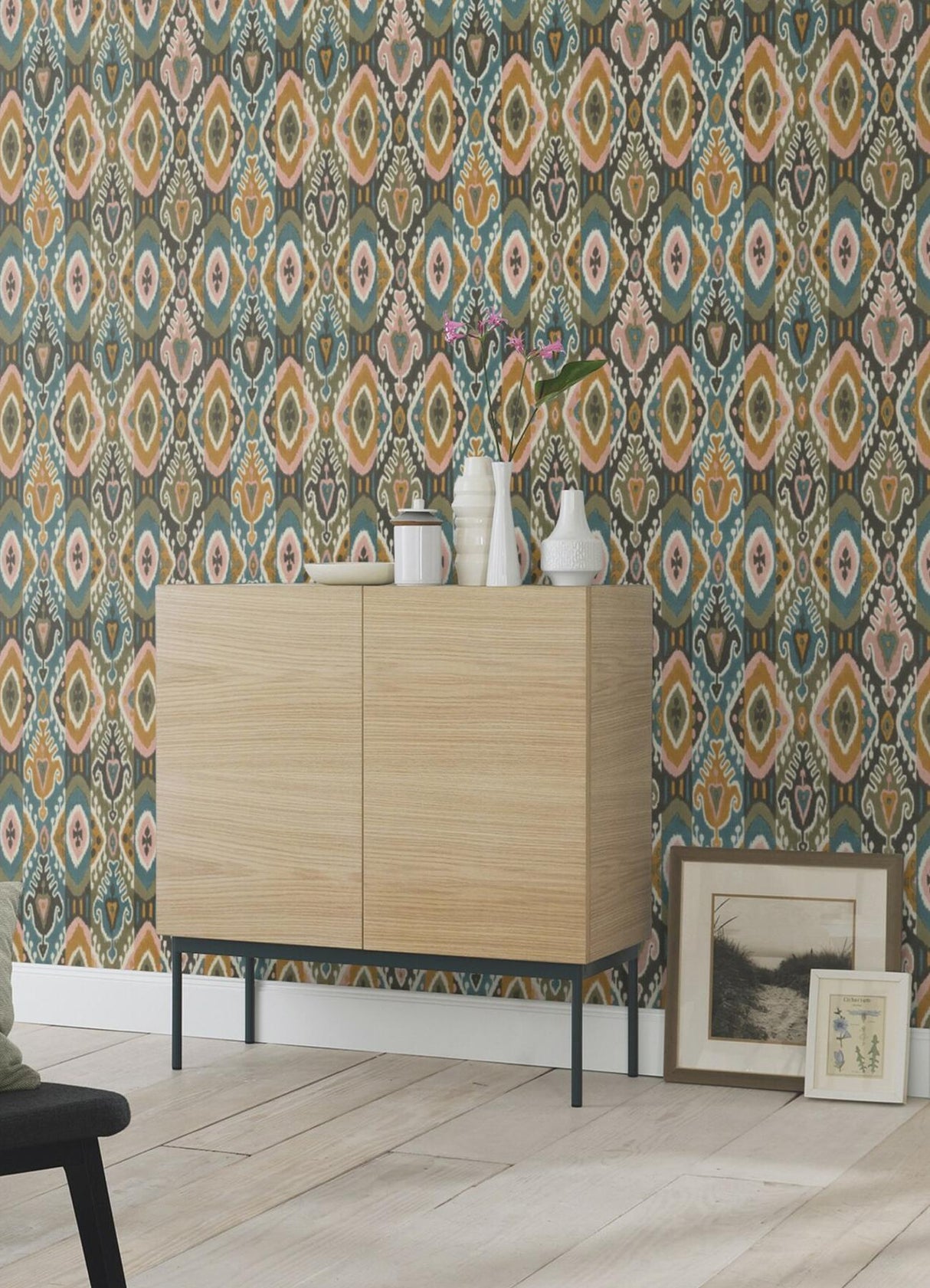 Advantage Villon Mustard Ikat Wallpaper