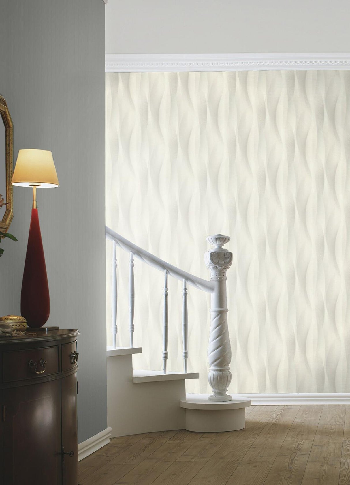 Advantage Currin Light Grey Wave Wallpaper