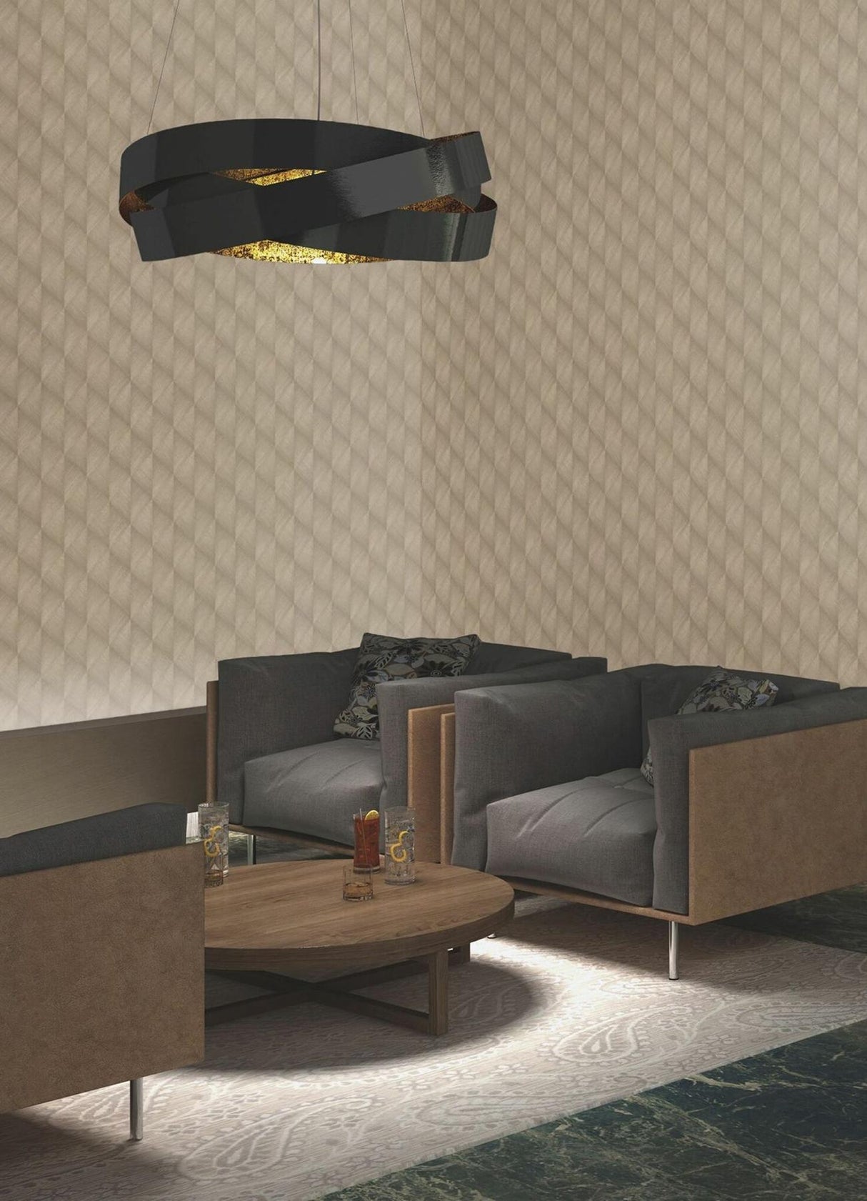 Advantage Miro Brown Geo Wallpaper