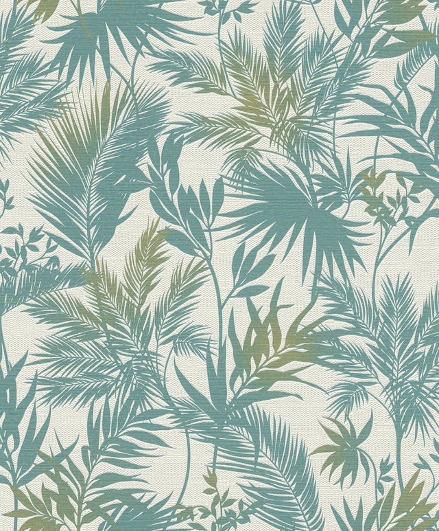 Advantage Saura Teal Frond Wallpaper