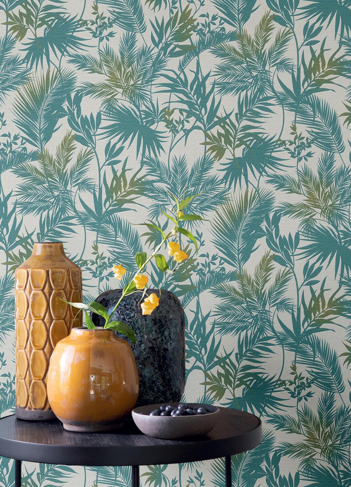 Advantage Saura Teal Frond Wallpaper