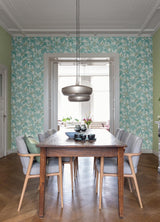 Advantage Saura Teal Frond Wallpaper