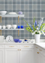 Advantage Sala Blue Plaid Wallpaper