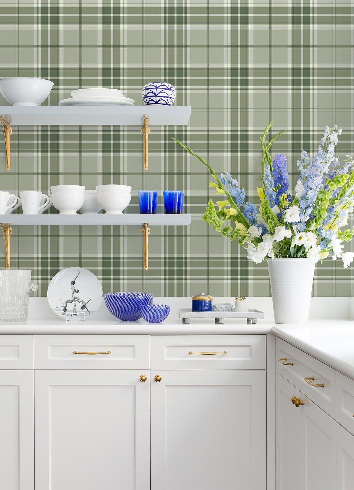 Advantage Sala Green Plaid Wallpaper
