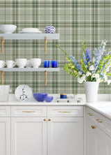 Advantage Sala Green Plaid Wallpaper