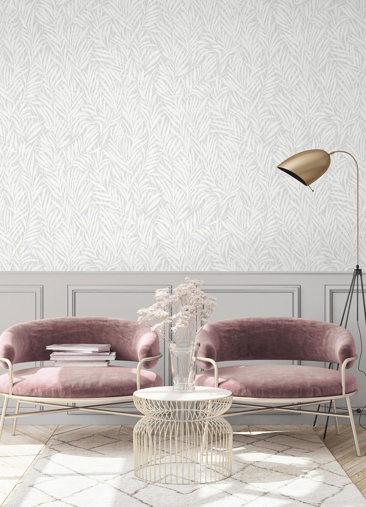 Advantage Holzer White Fern Wallpaper
