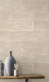 Advantage Lanier Neutral Stone Plank Wallpaper