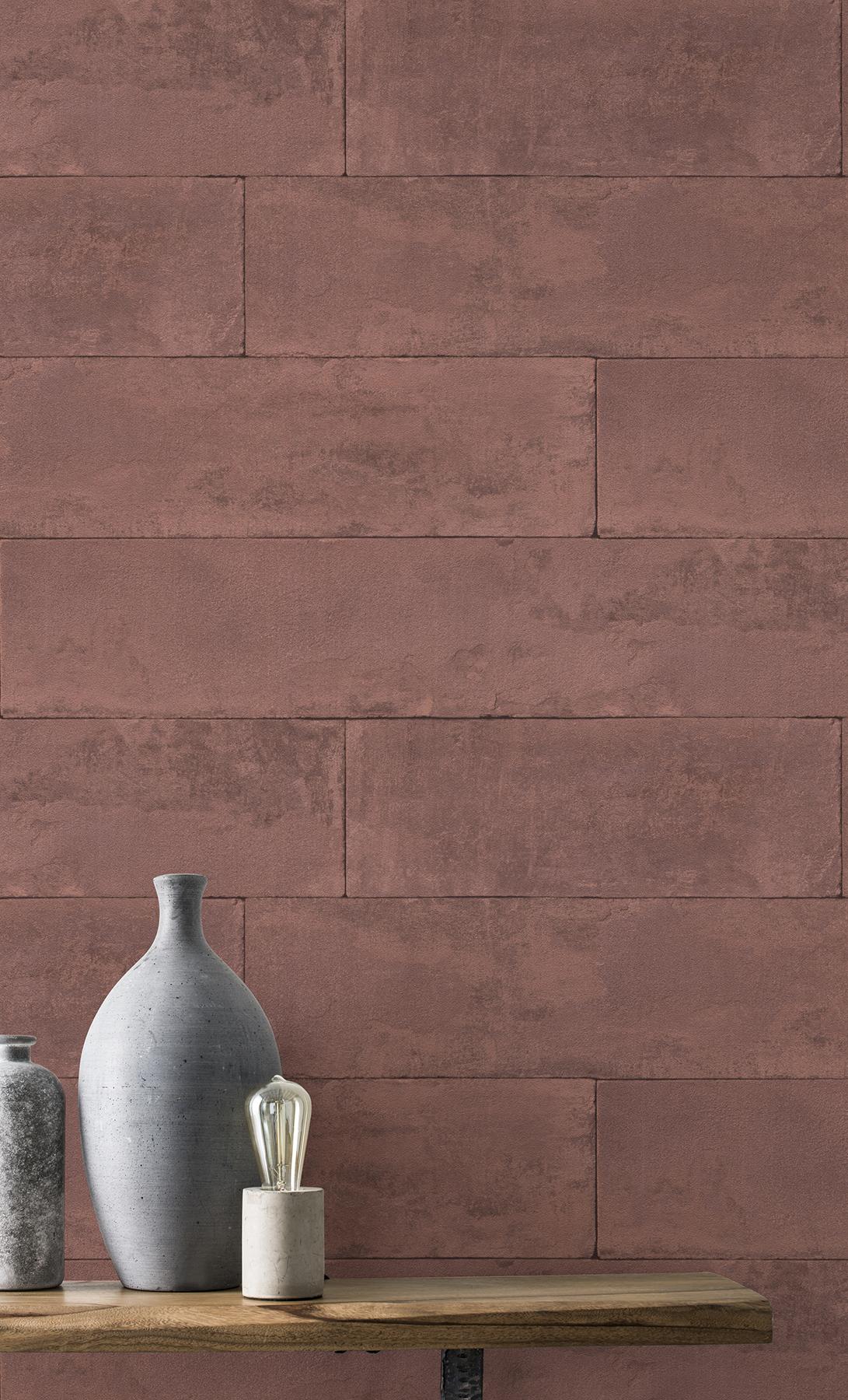 Advantage Lanier Oxblood Stone Plank Wallpaper