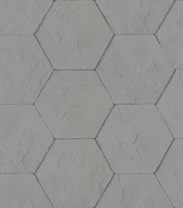 Advantage Bascom Dark Grey Stone Hexagon Wallpaper