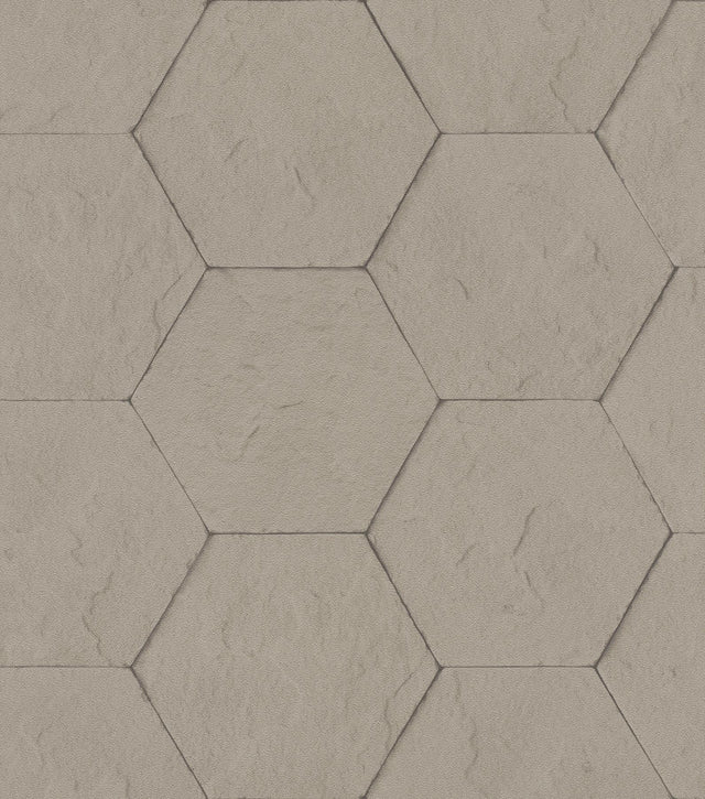 Advantage Bascom Light Grey Stone Hexagon Wallpaper