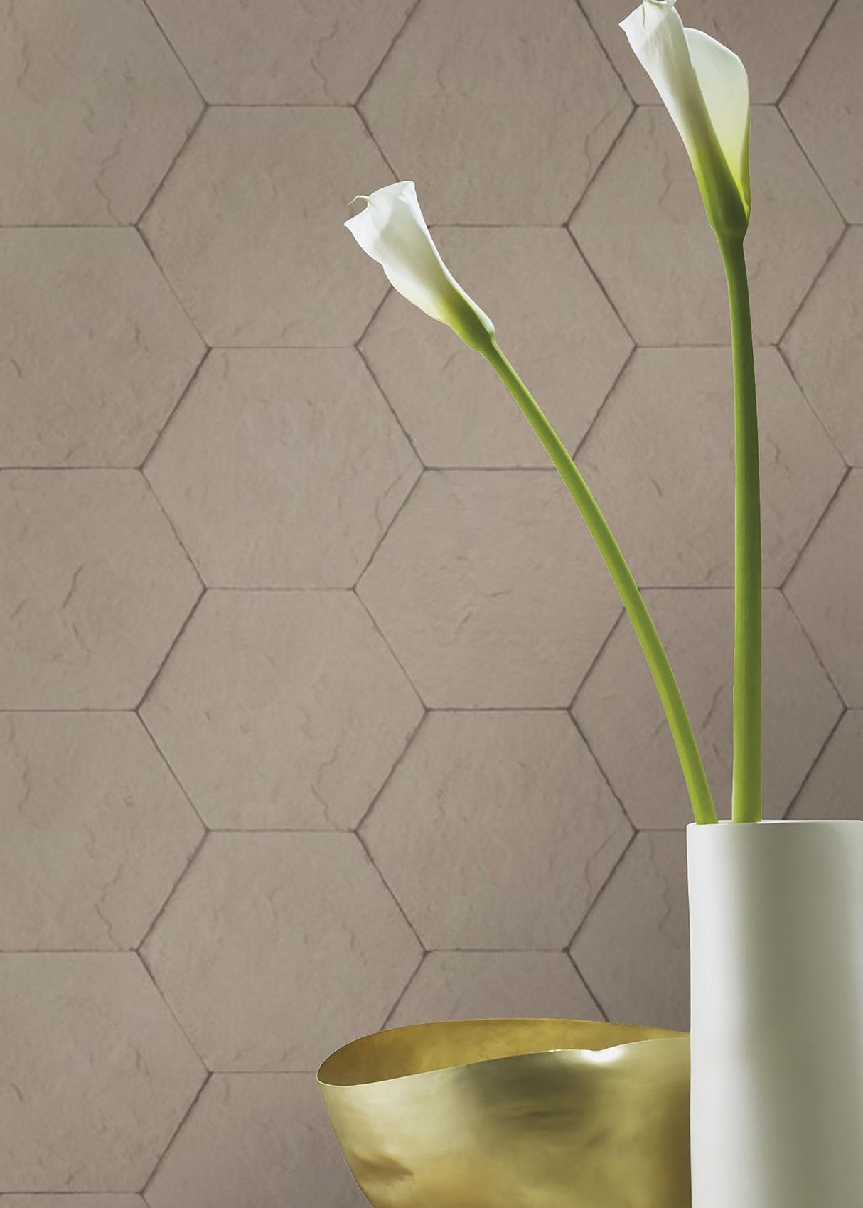 Advantage Bascom Light Grey Stone Hexagon Wallpaper