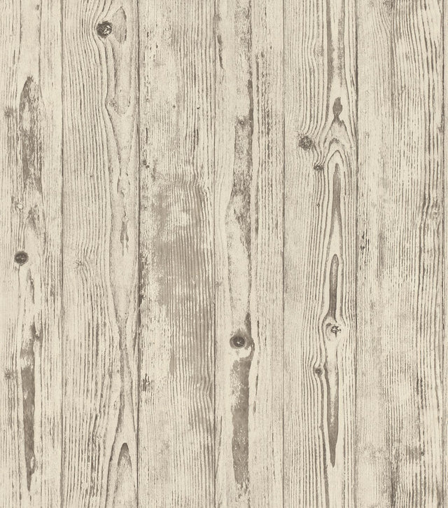 Advantage Albright Ivory Weathered Oak Panels Wallpaper