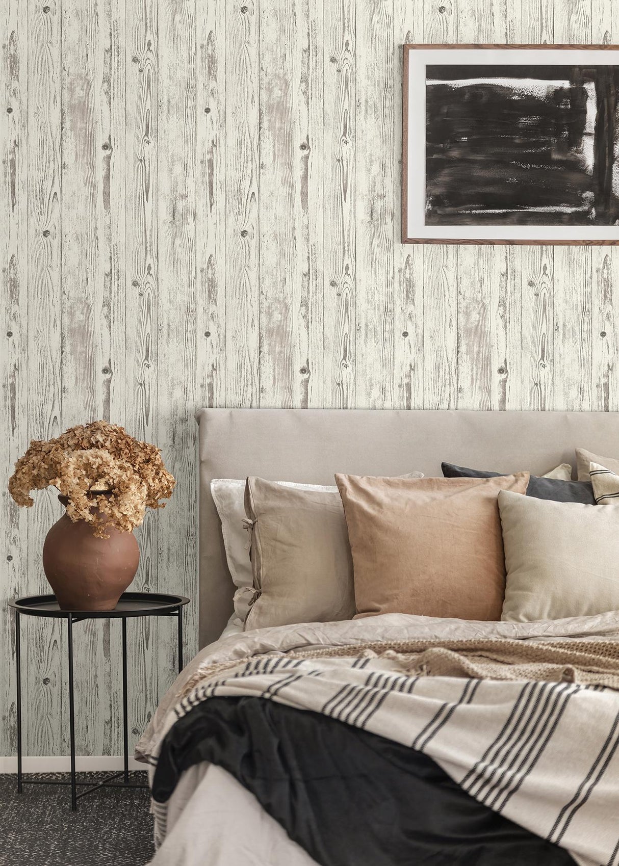 Advantage Albright White Weathered Oak Panels Wallpaper