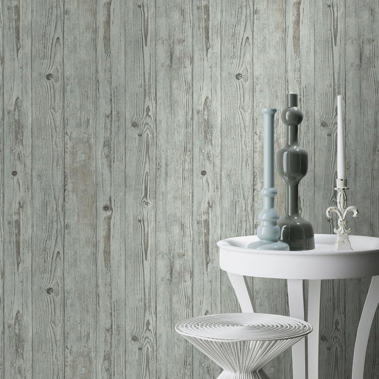 Advantage Albright Light Blue Weathered Oak Panels Wallpaper