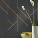 Advantage Pollock Black Gilded Geometric Wallpaper