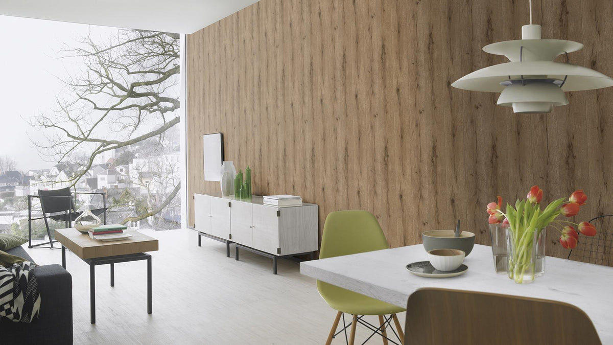 Advantage Appalacian Brown Wood Planks Wallpaper