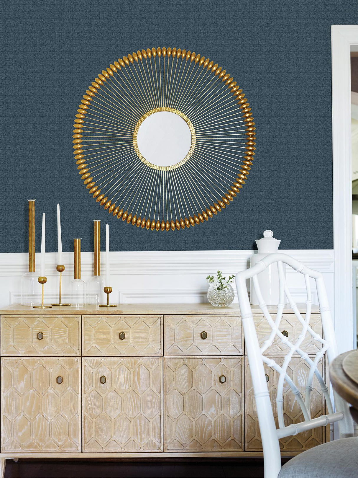 Advantage Hilbert Indigo Geometric Wallpaper