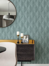 Advantage Oresome Teal Ogee Wallpaper