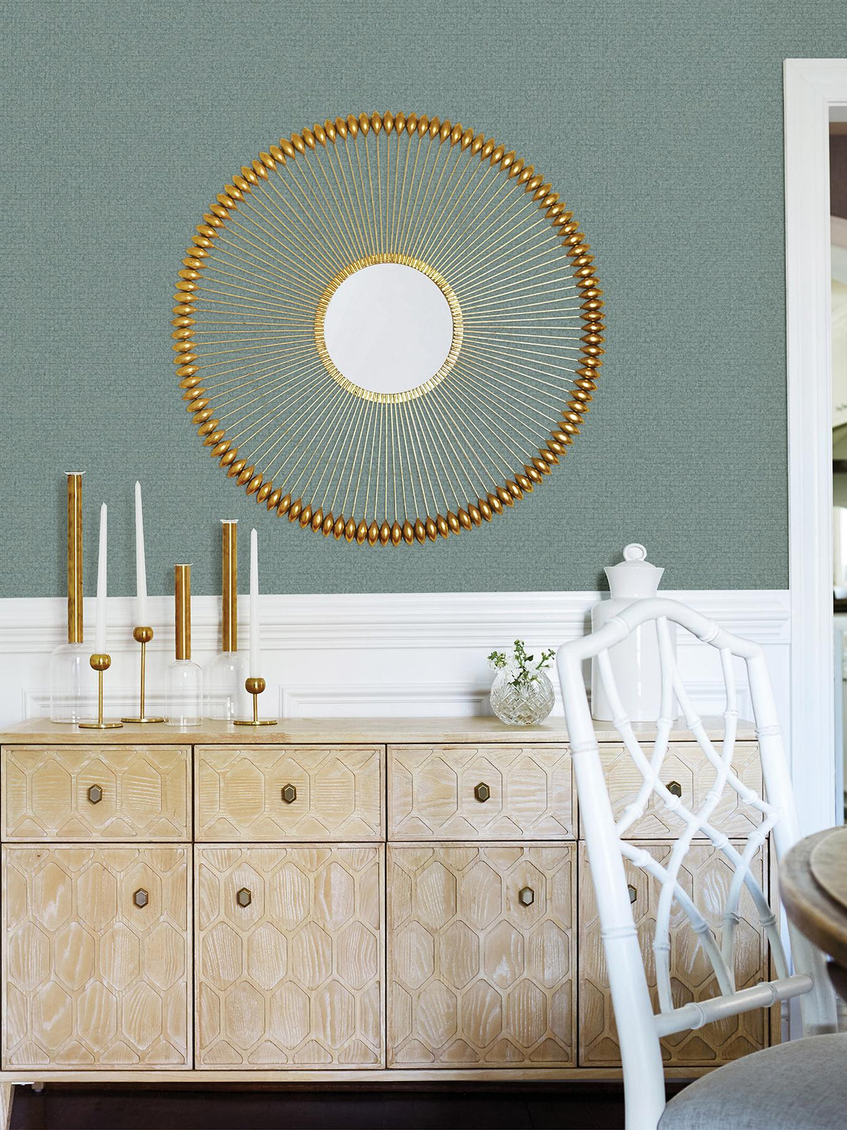 Advantage Hilbert Teal Geometric Wallpaper