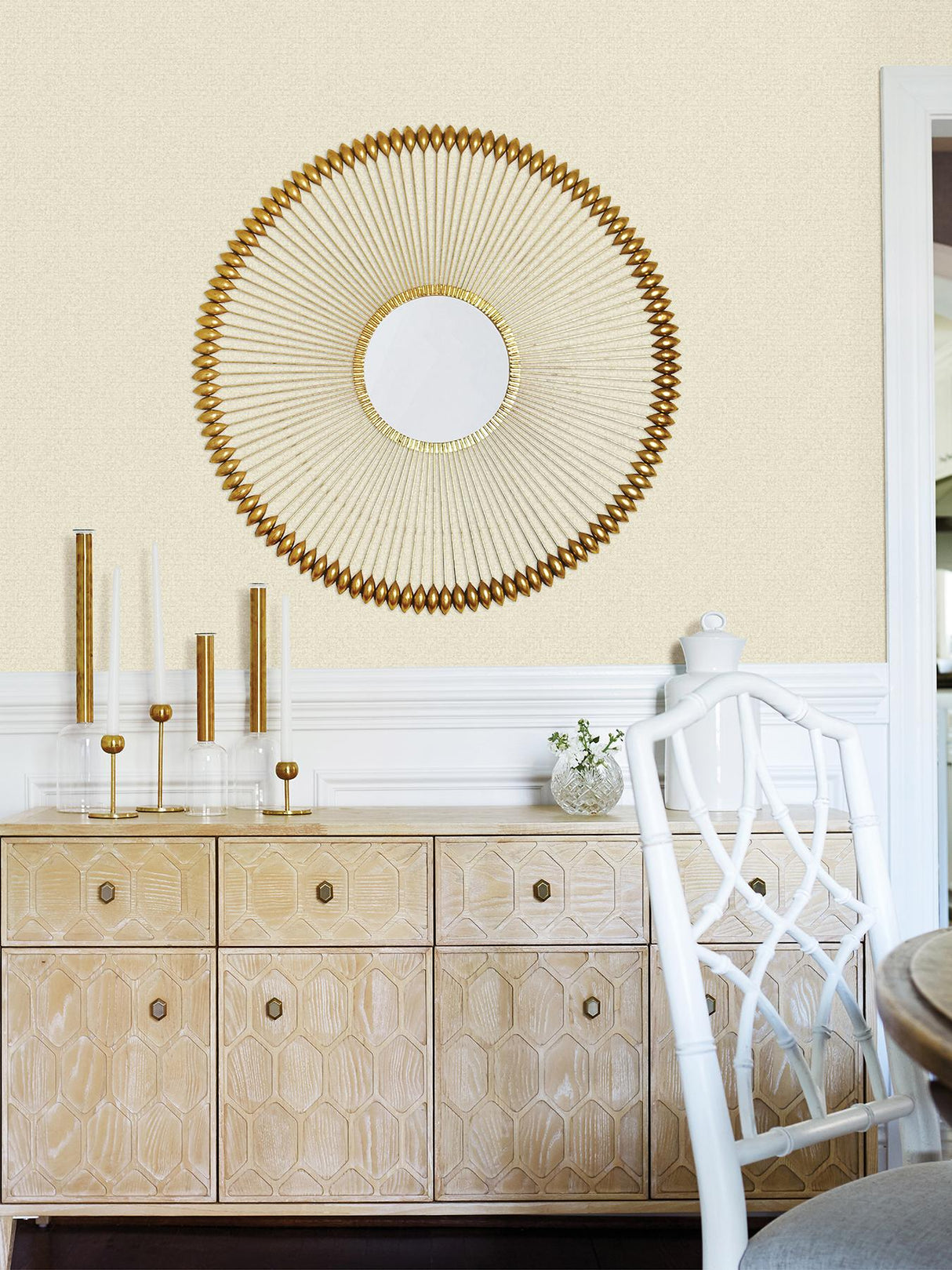 Advantage Hilbert Cream Geometric Wallpaper