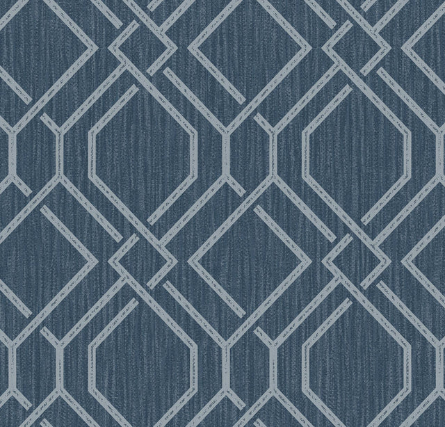 Advantage Frege Blue Trellis Wallpaper